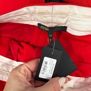 MAJE Paris Red Tailored Slim Pants Size 38 New With Tags